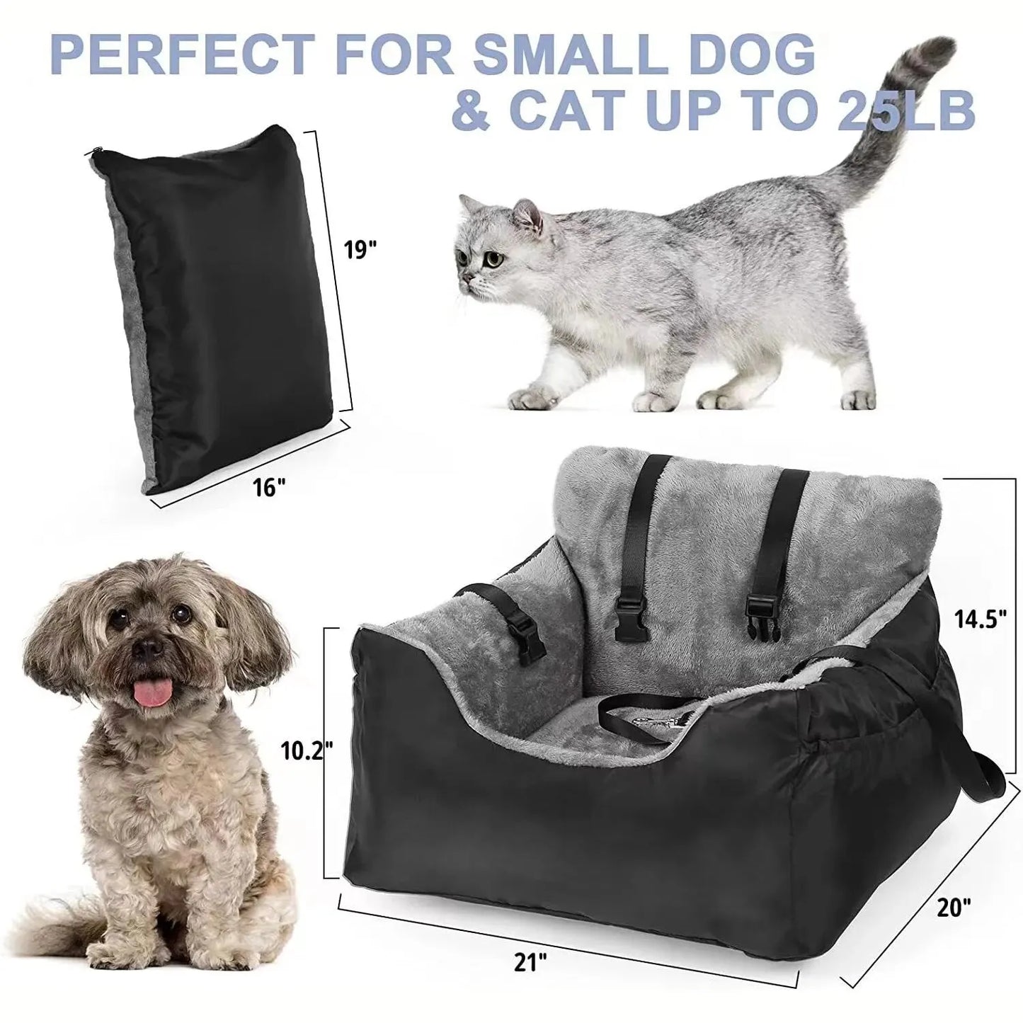 Pet Car Seat for Large Medium Dogs Washable  Detachable