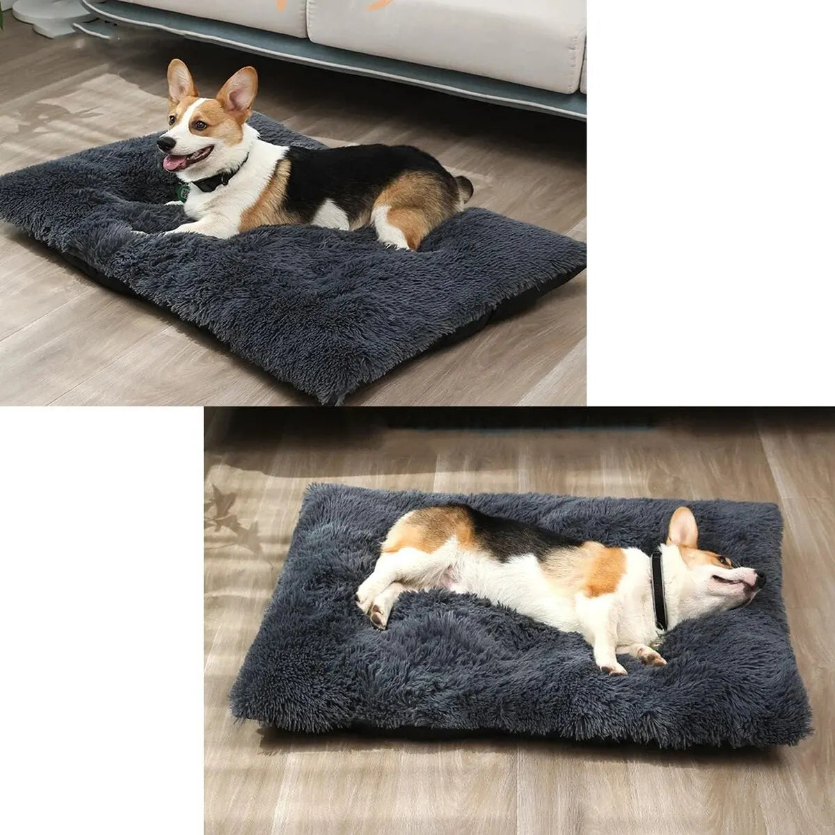 Large Pet Bed Washable Plush Anti Anxiety Warm Cushion Sleeping Mat