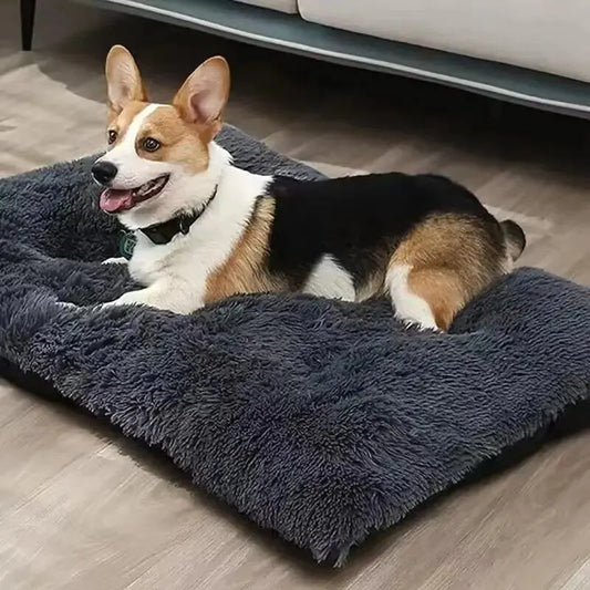 Large Pet Bed Washable Plush Anti Anxiety Warm Cushion Sleeping Mat